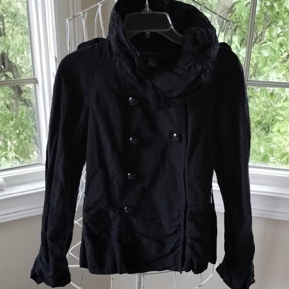 Etcetera Black Pea Coat with Standing Collar - Picture 7 of 15